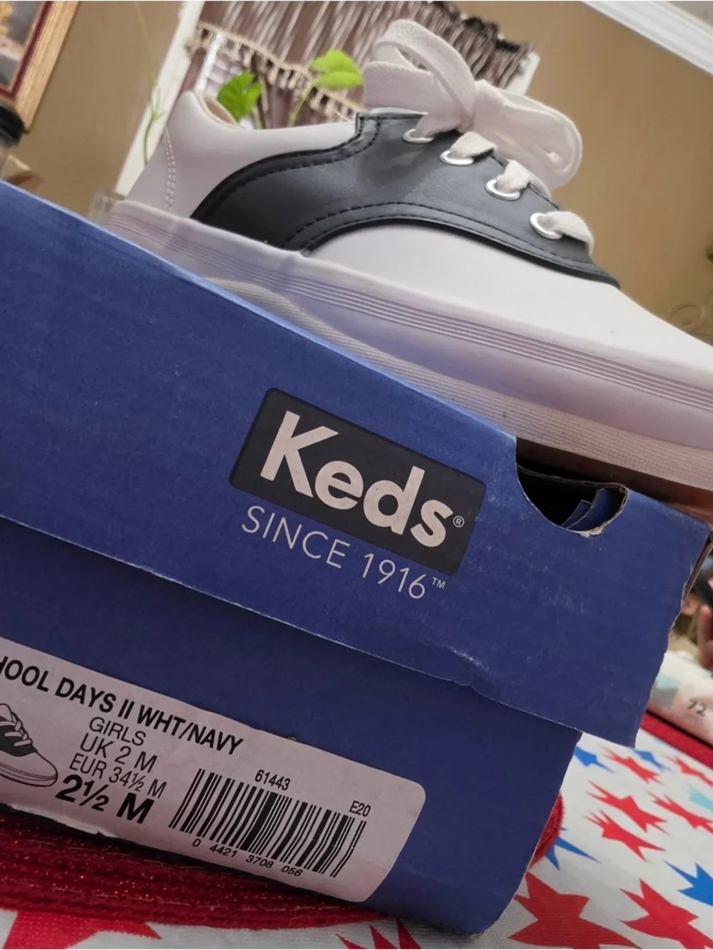 Keds Kids White Sneakers with Black Side Panel